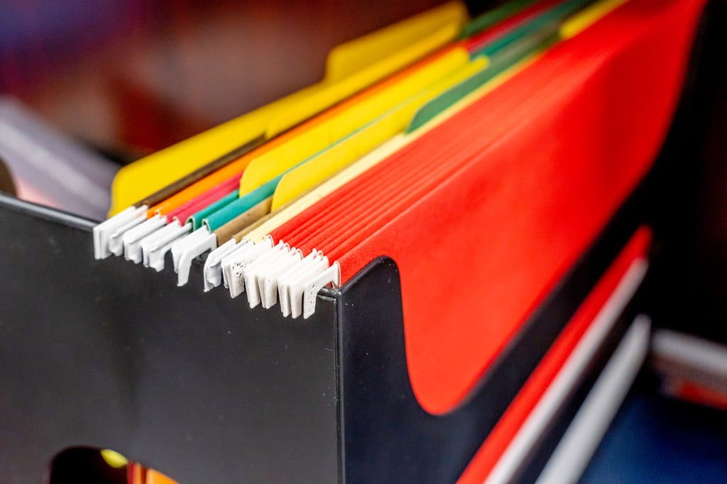 Color-coded files in the workplace