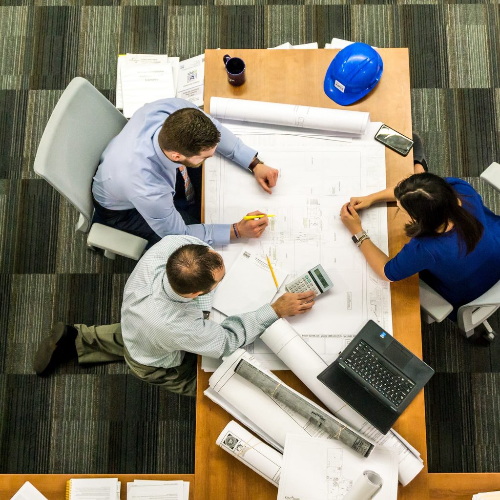 Construction Office Workers Having A Meeting