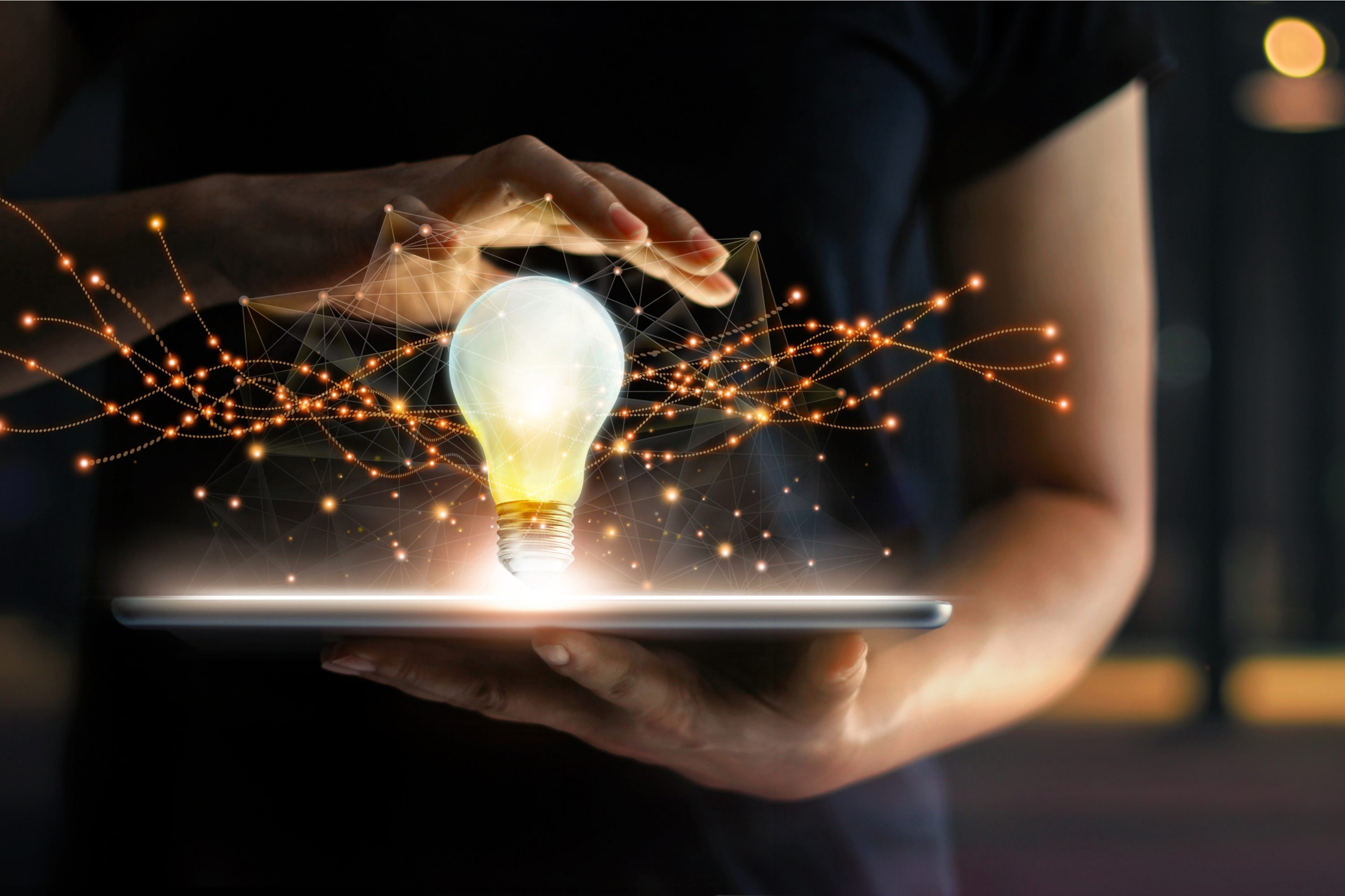 Woman holding a tablet