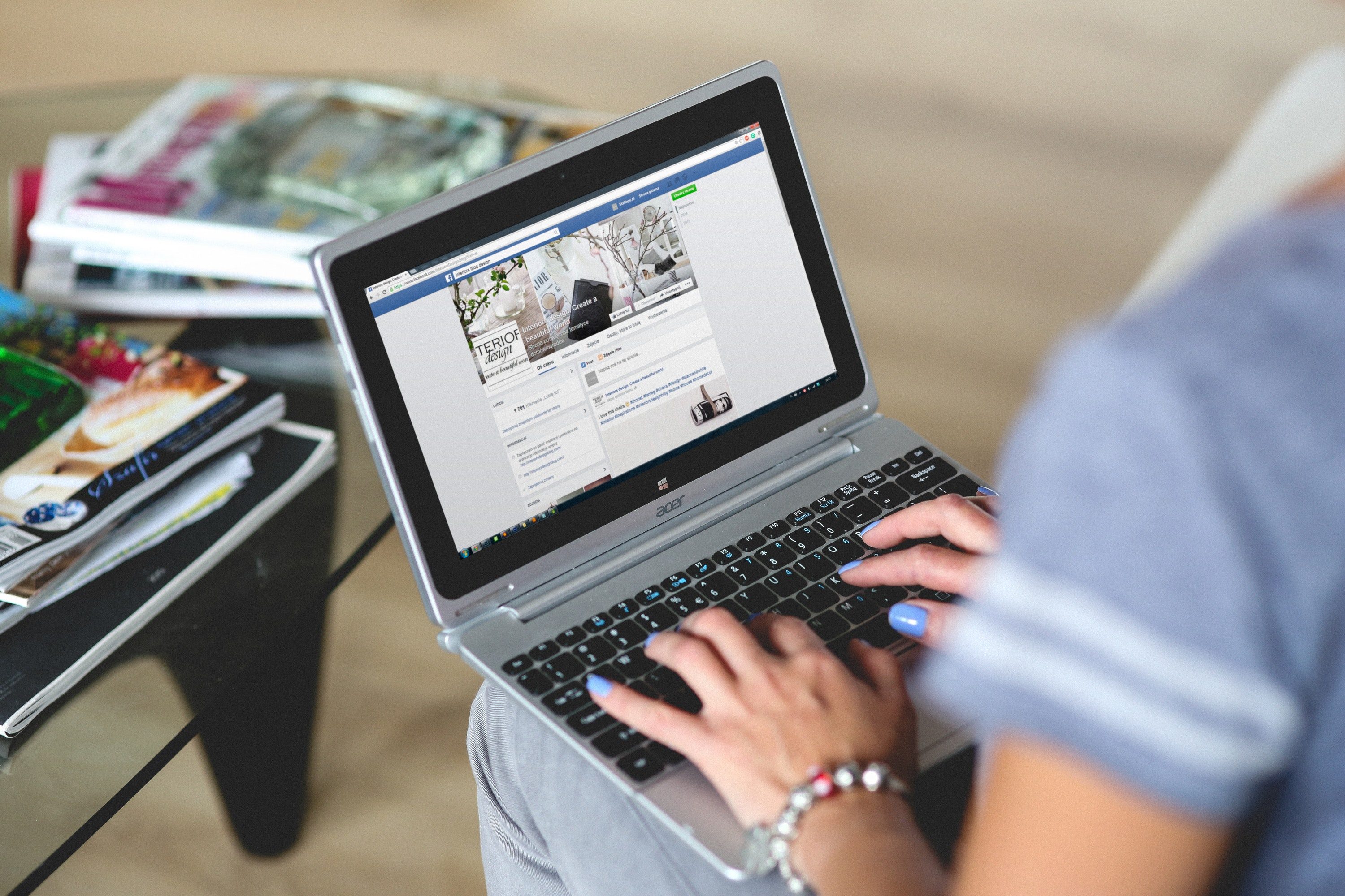 Woman Typing Notebook Computer