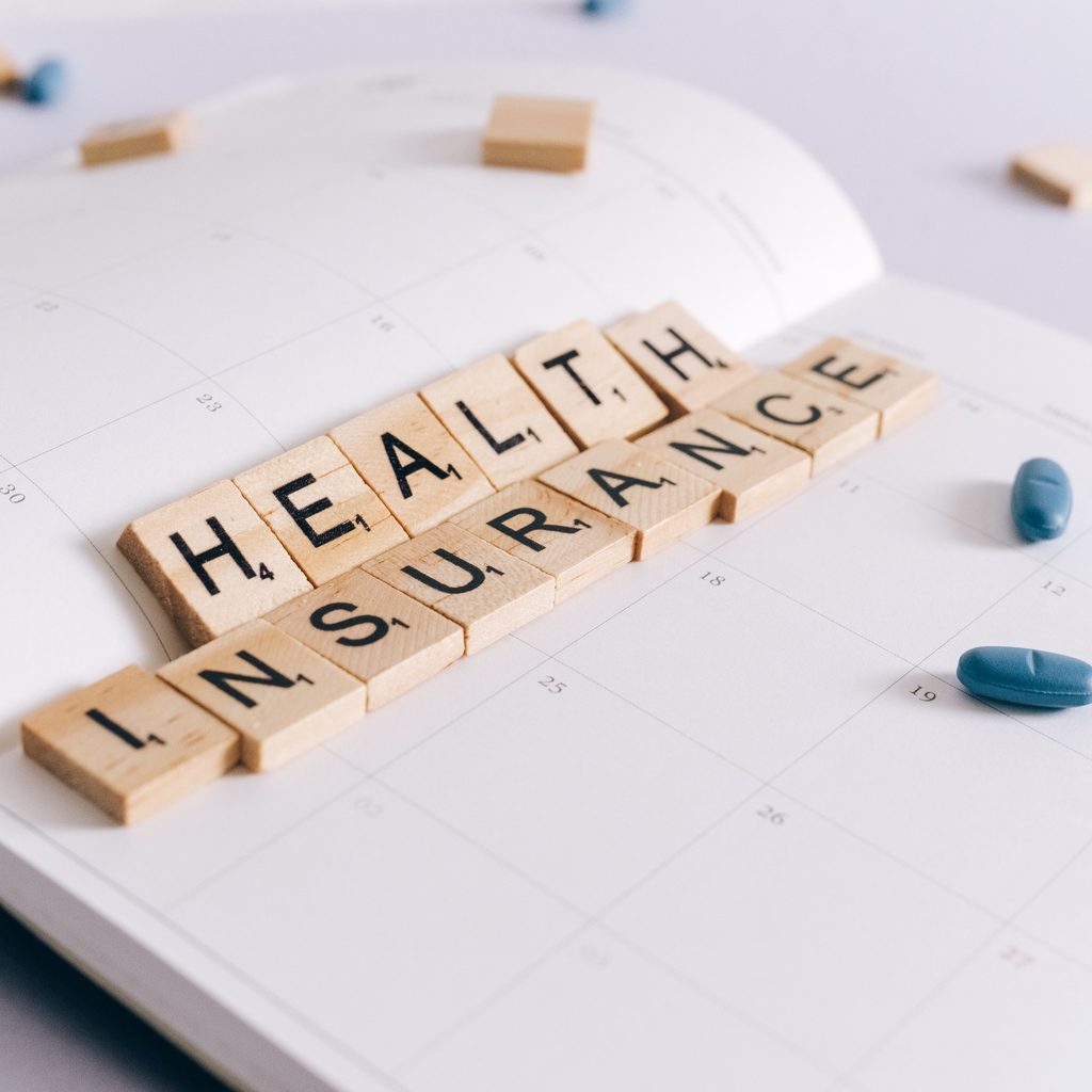 Health insurance Scrabble tiles