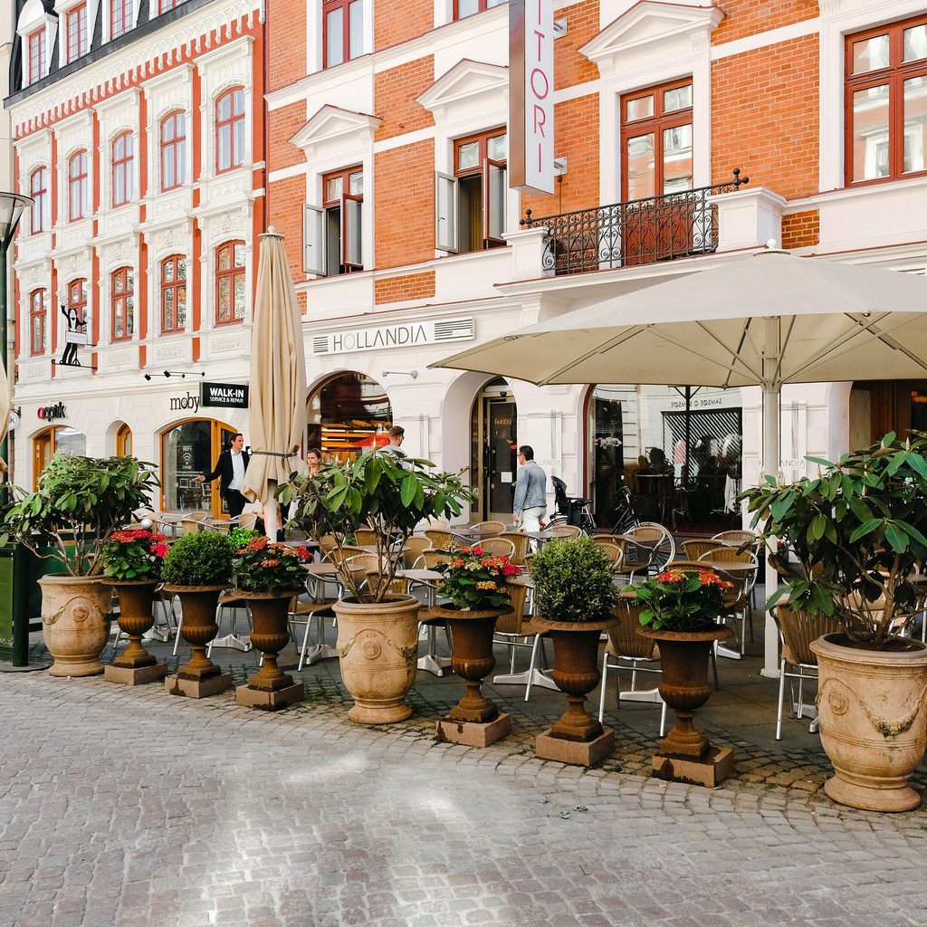 Potted Plants Outside Restaurant Patio