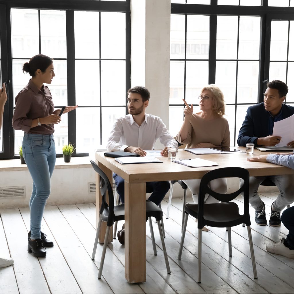Business Women Giving Presentation