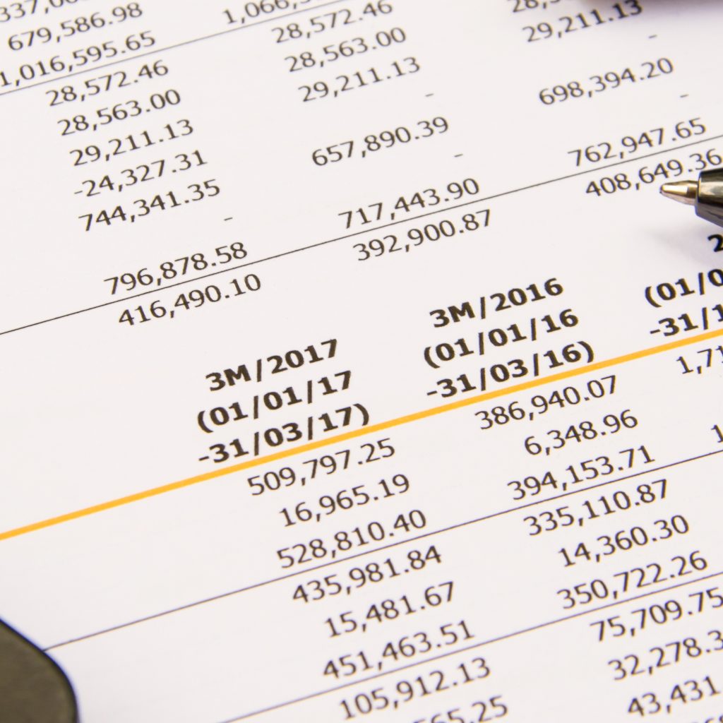 Picture of a cash flow sheet