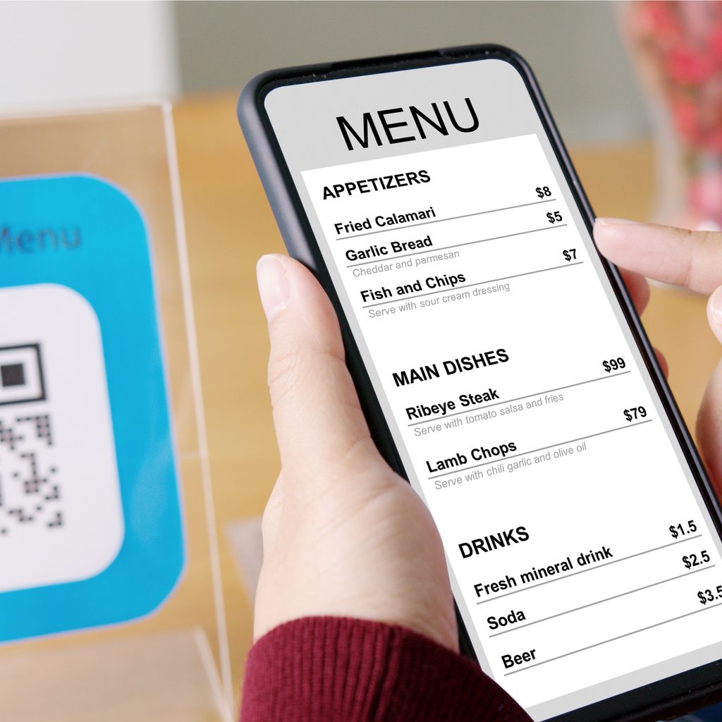 Qcode and menu on cellphone