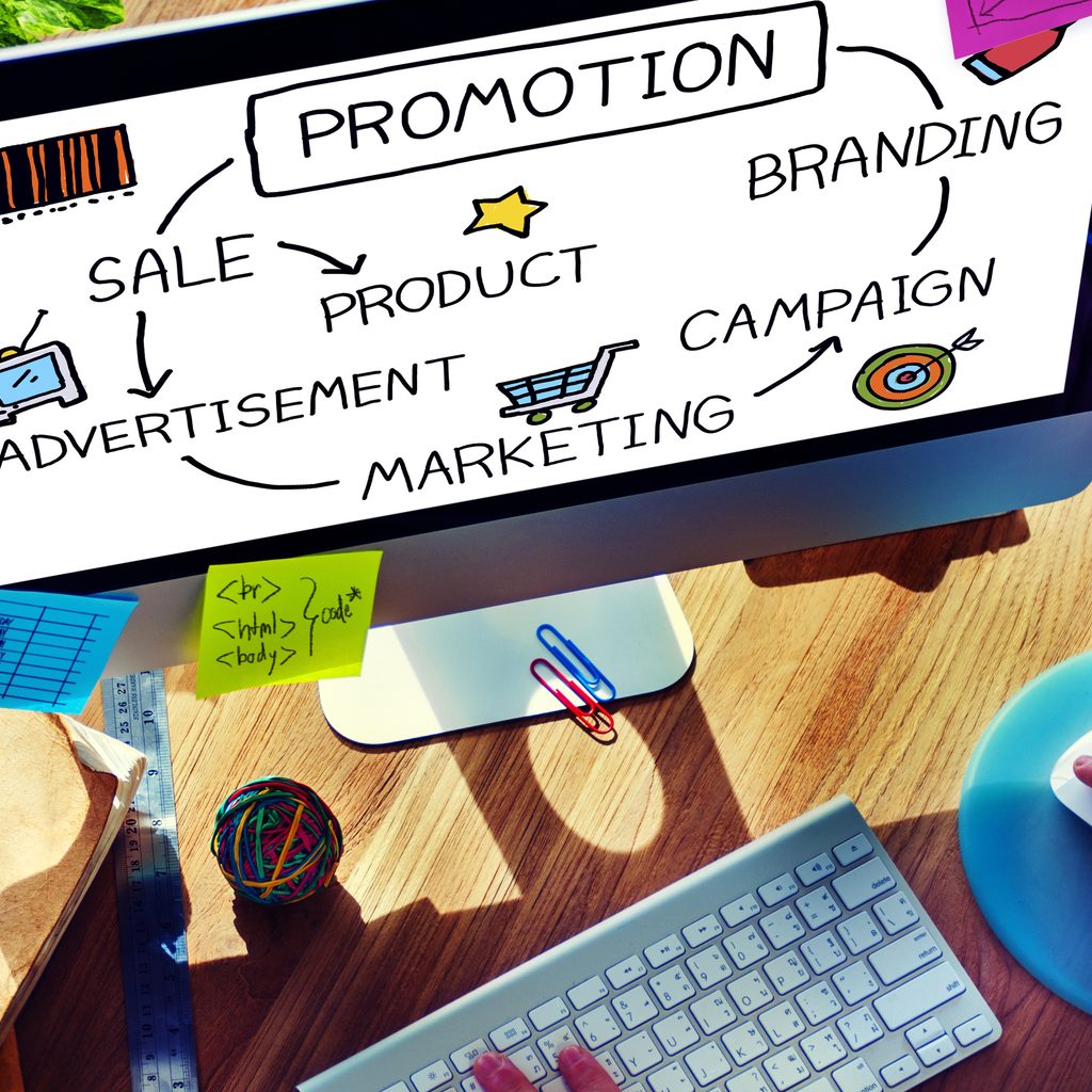 Computer screen with promotion graphic