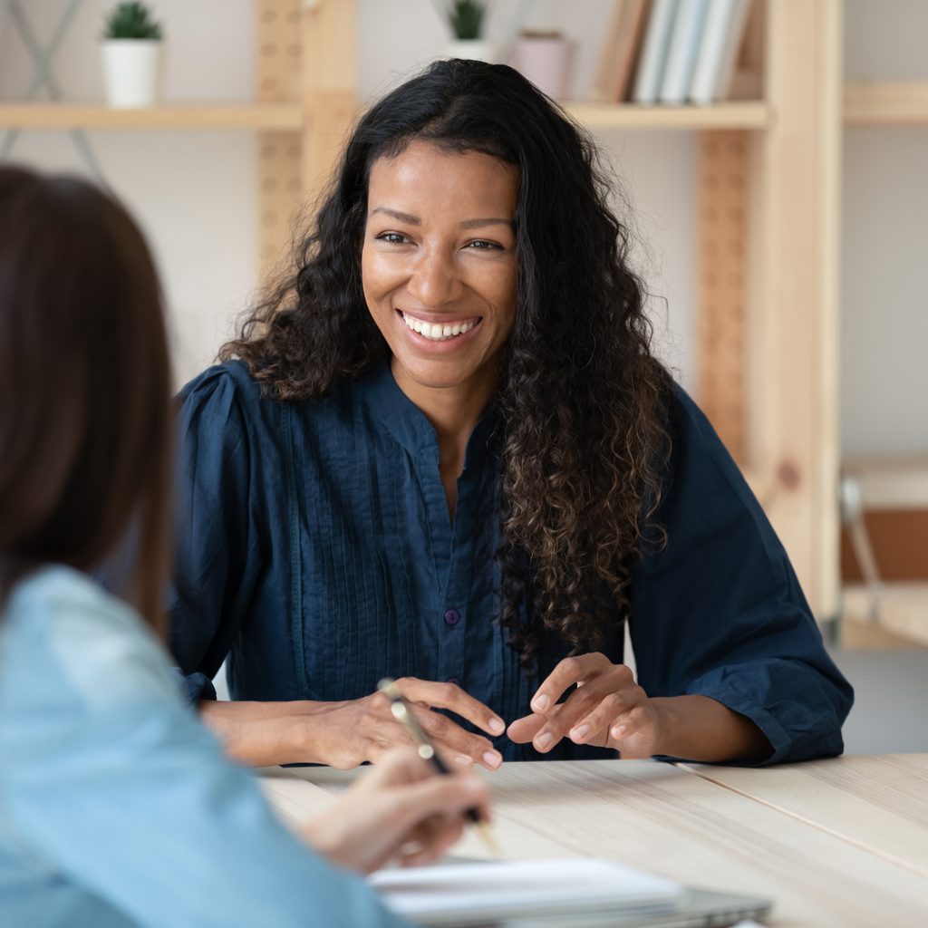 two women chatting
