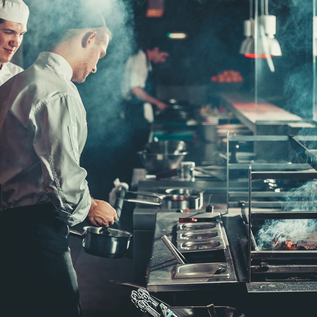 Chef and cook in a restaurant kitchen