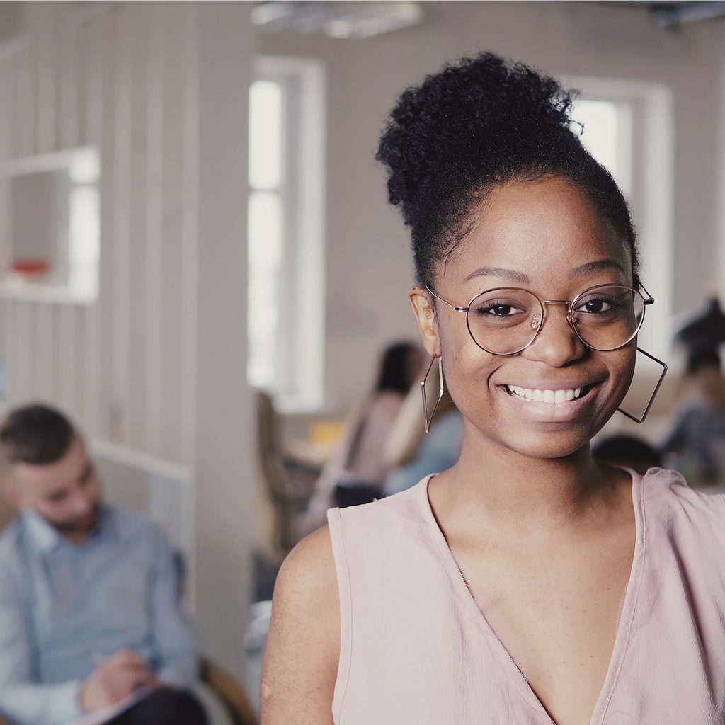 Pretty African American woman smiling