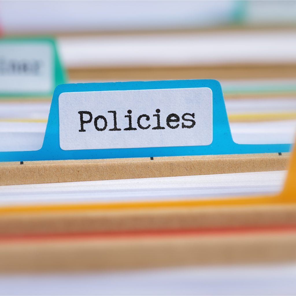 A folder of office policies