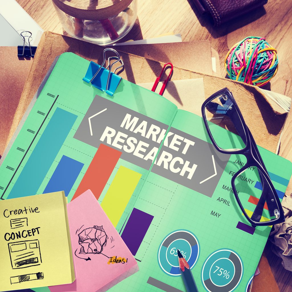 Colorful market research graphs