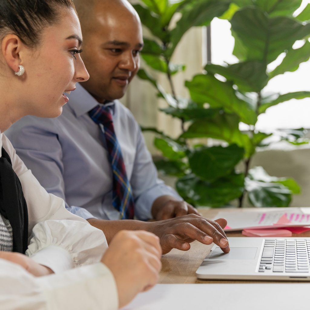 Supervisor training worker on new software