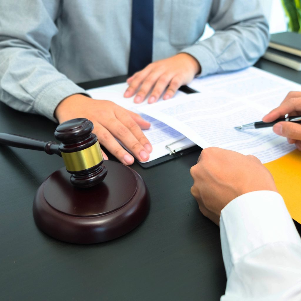 Lawyers working on trademark application