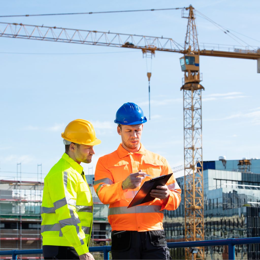 Safety inspector checking a list