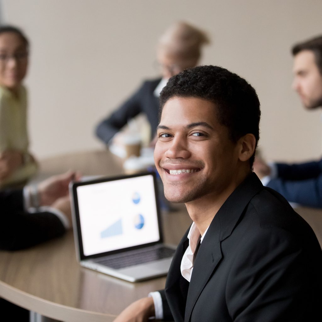 Young smiling intern