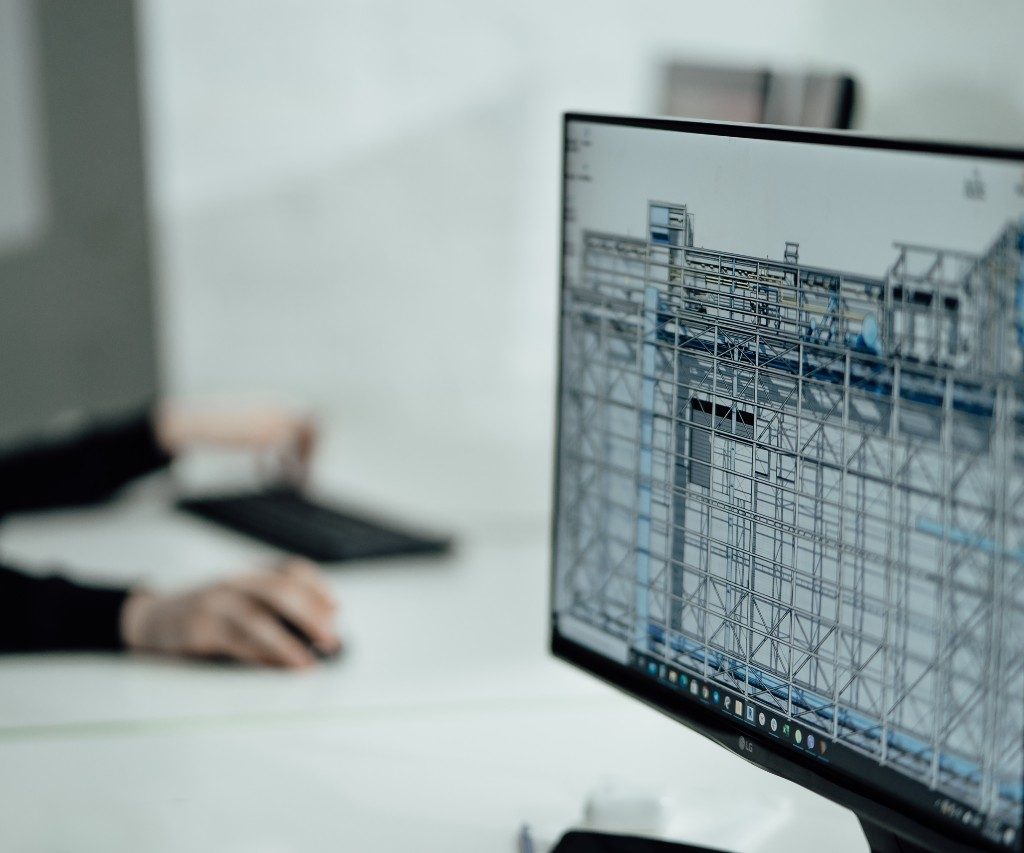 Computer with a construction wallpaper