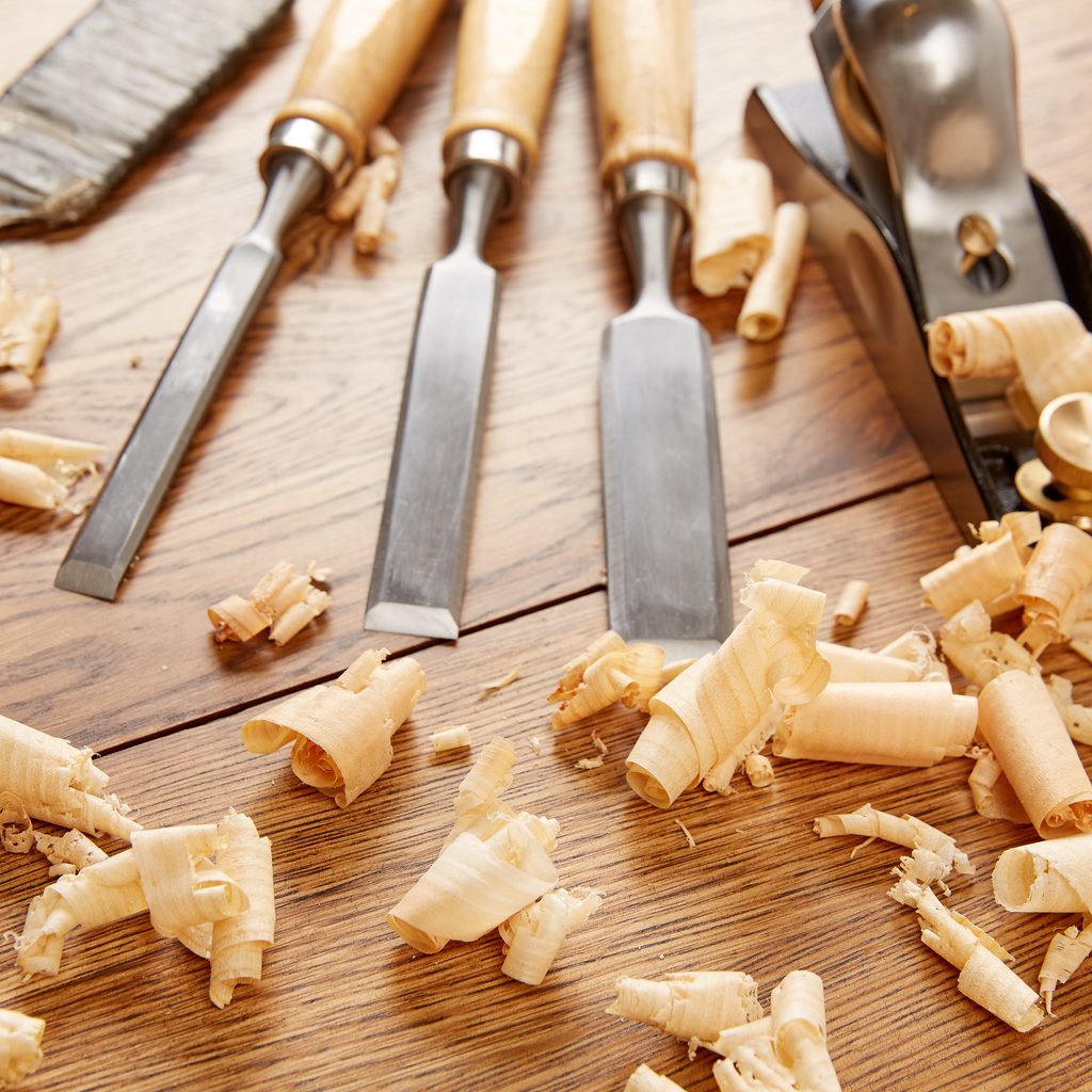 Chisels and wood shavings