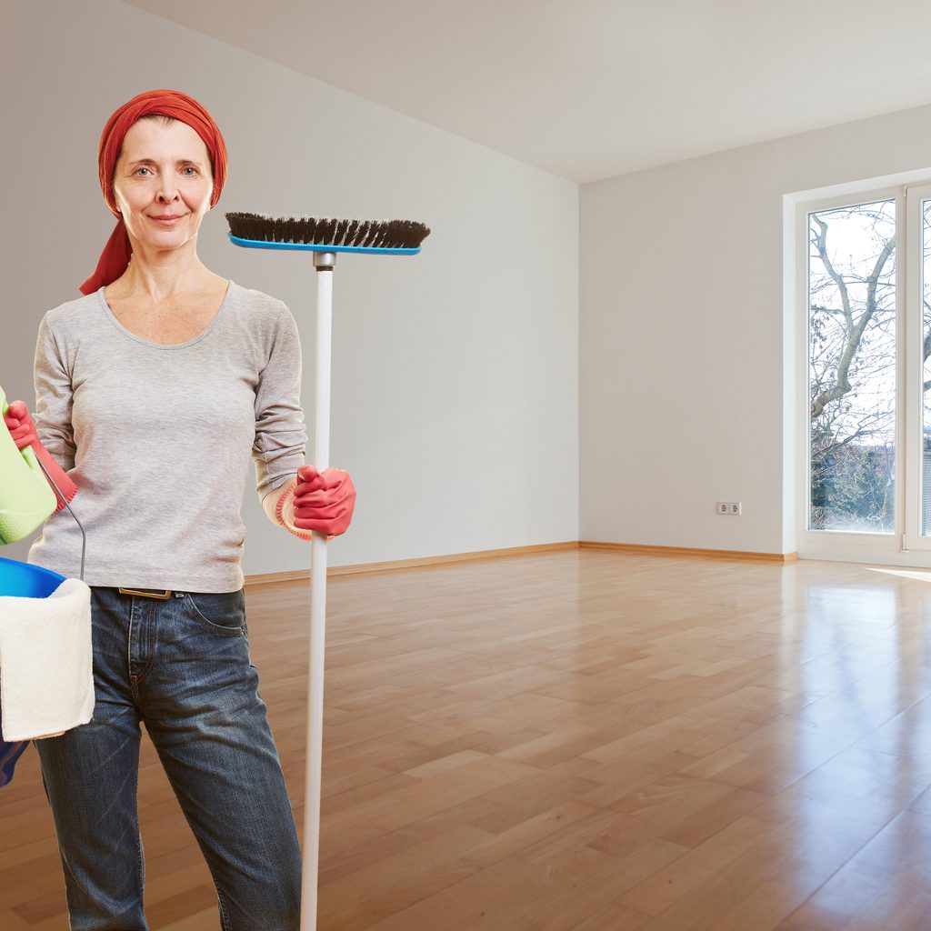 House cleaning with bucket and mop