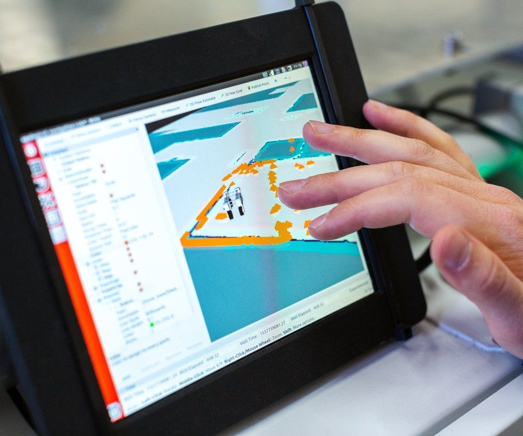 Engineer working on tablet