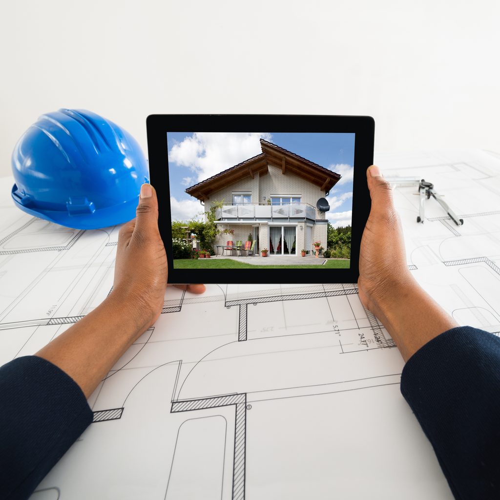 Contractor website on tablet