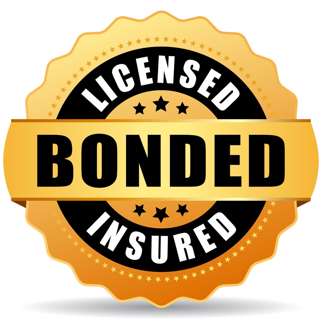 A badge showing someone is licensed, bonded, and insured