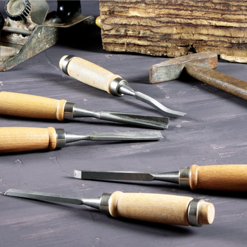 Chisels on a table