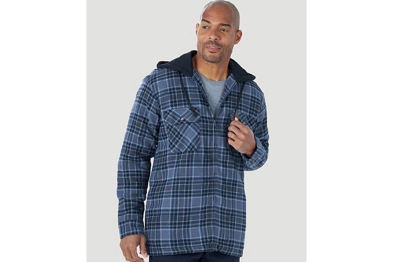 Blue and black Wrangler flannel