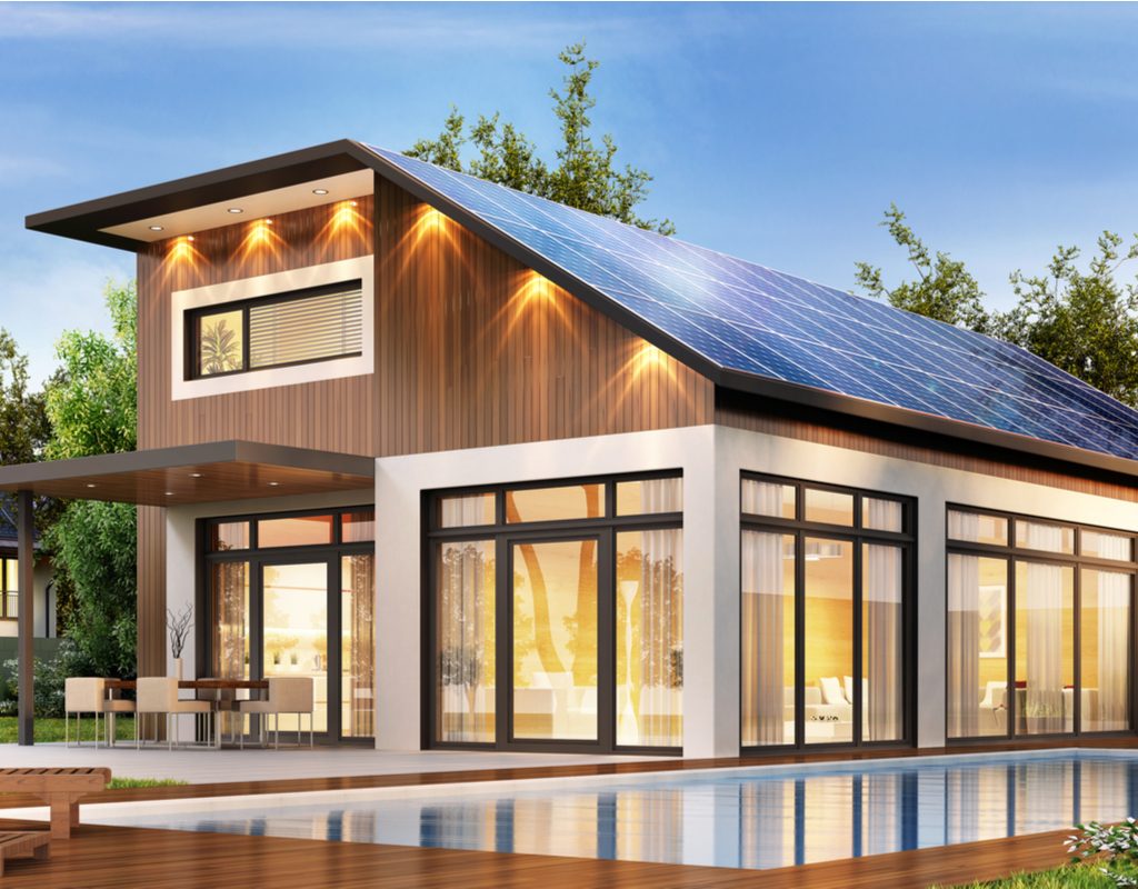 Modern house with solar roof