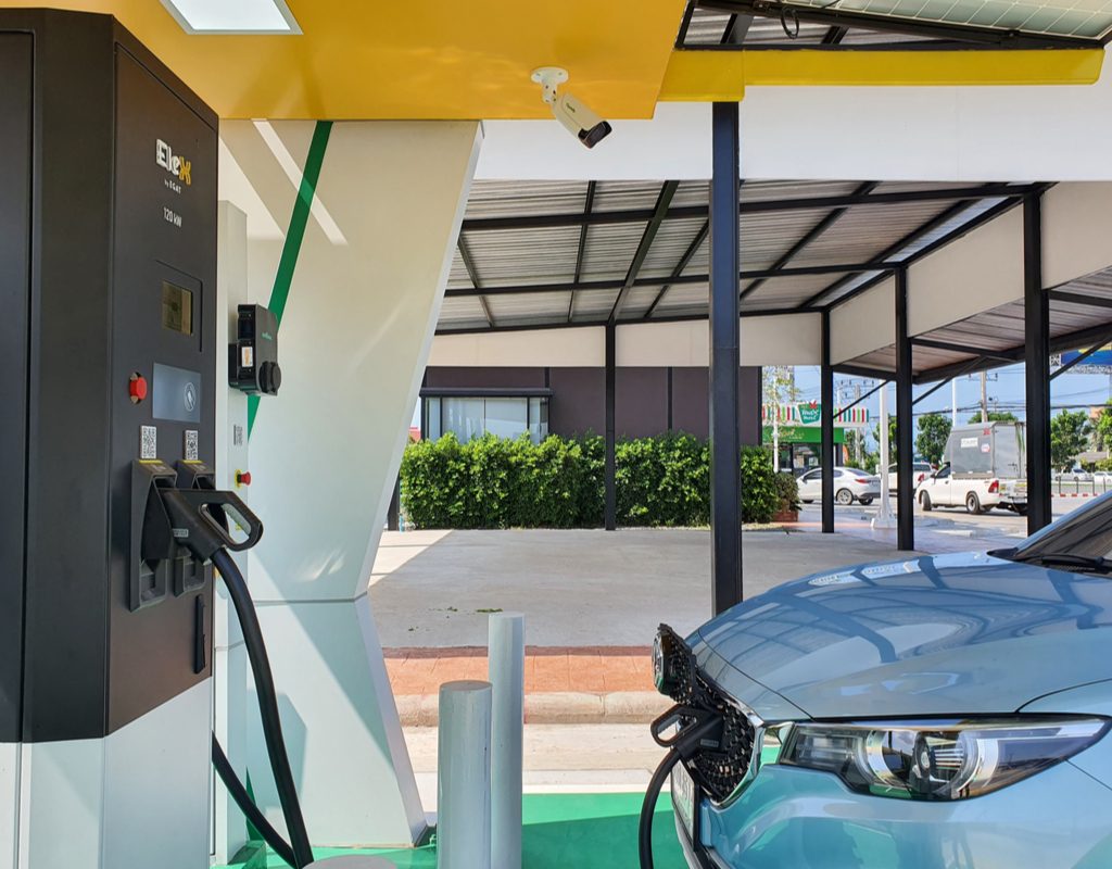 EV charging station at a business