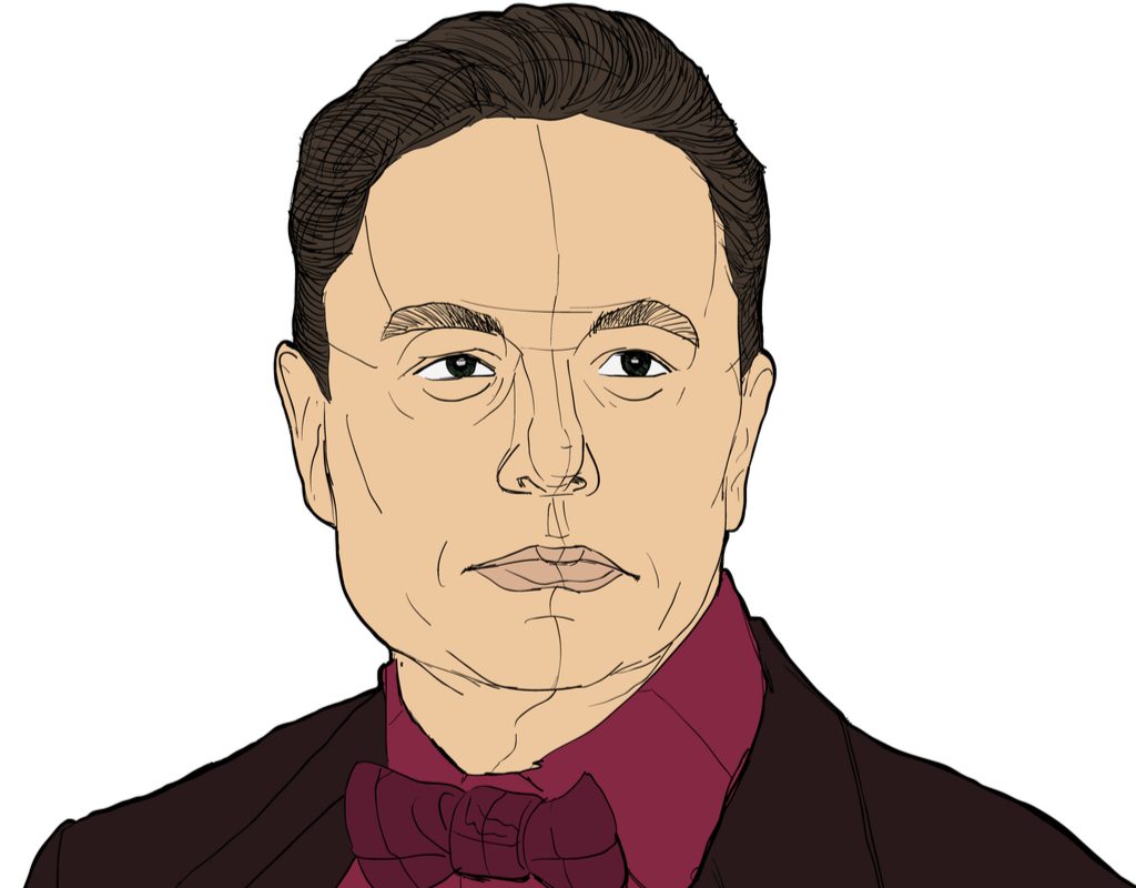A sketch of Elon Musk