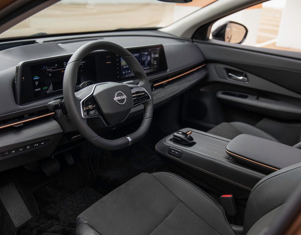 Interior of the Nissan ARIYA EV crossover