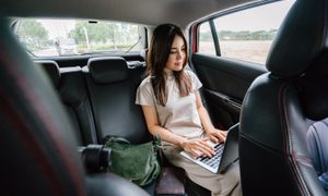 top travel toiletries business trip woman working