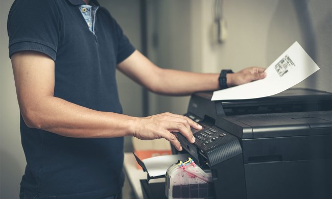 Office worker using a printer