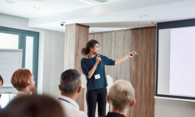 leader giving presentation