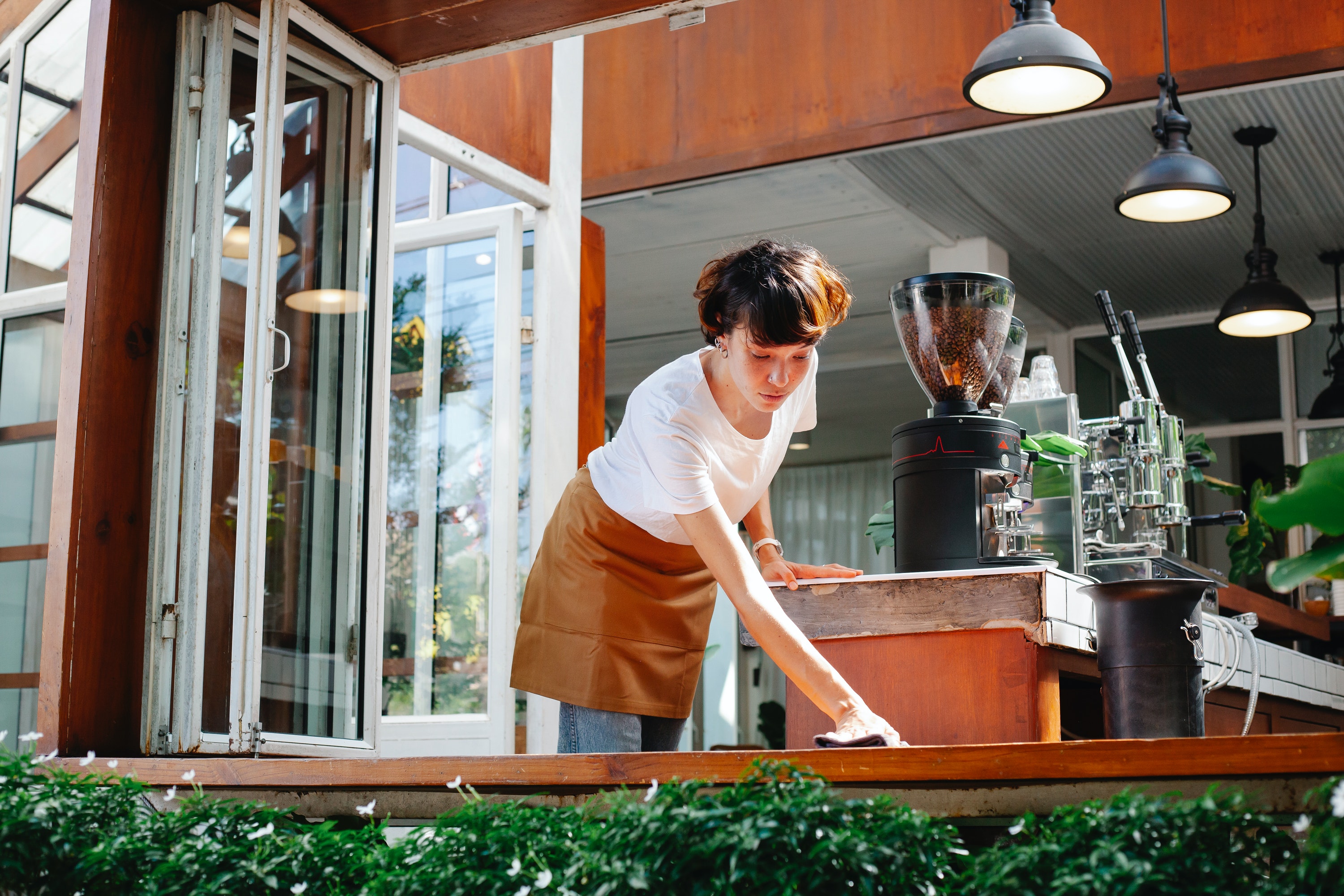 Woman Cleaning Outside