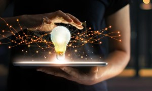 Woman holding a tablet