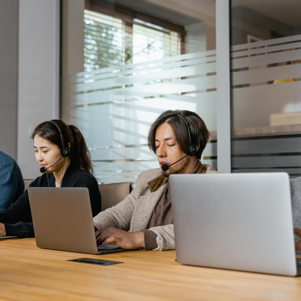 Employees working at a call center