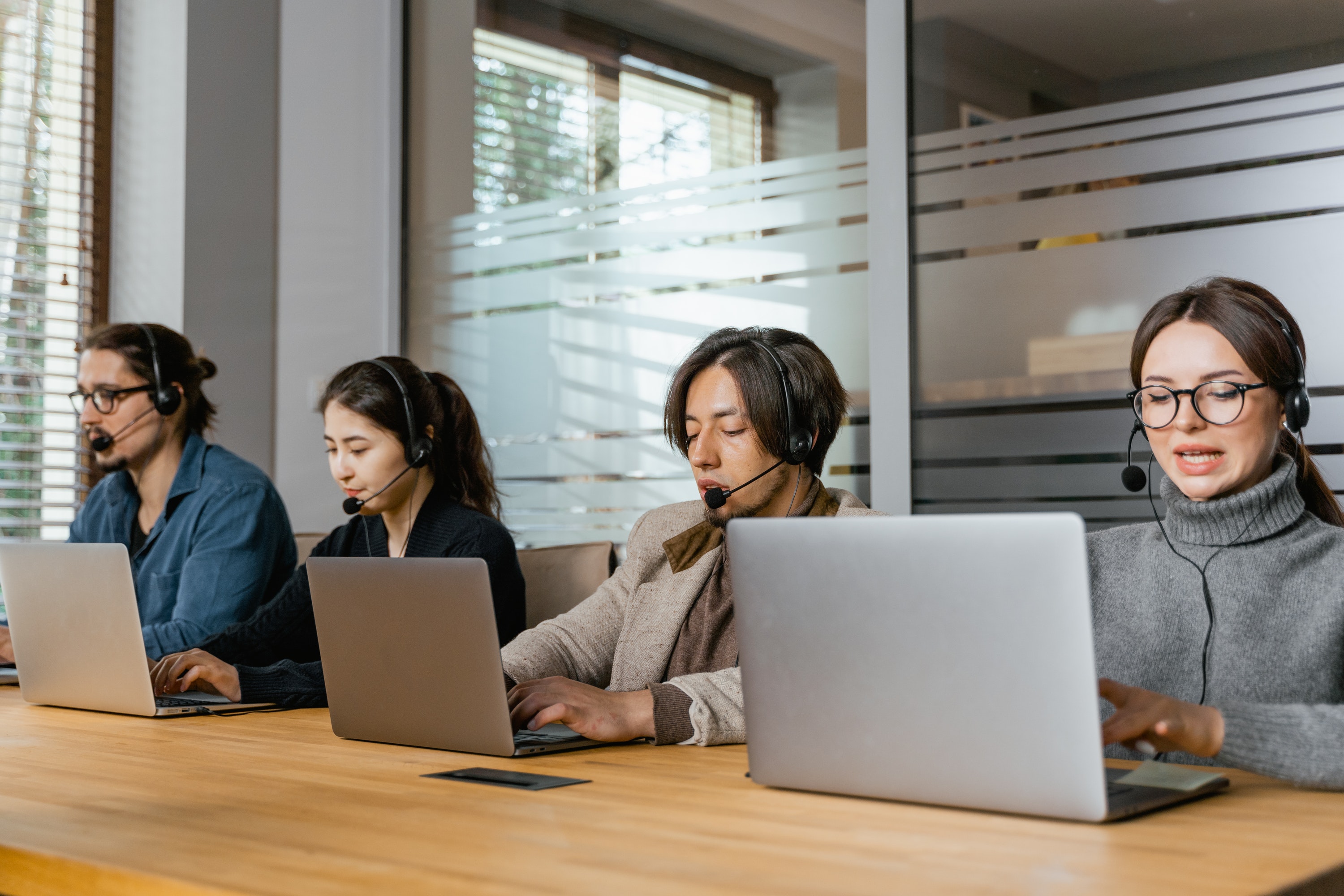 Employees working at a call center