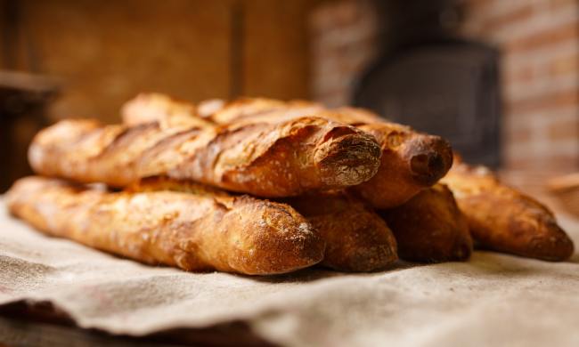 Freshly baked loaves of bread