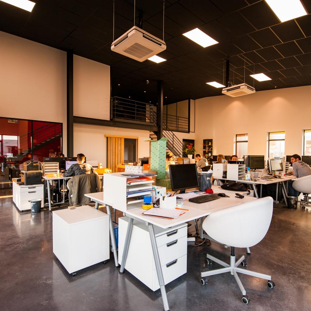 Open office space with desks and chairs