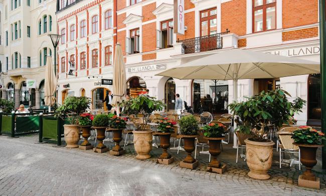 Potted Plants Outside Restaurant Patio