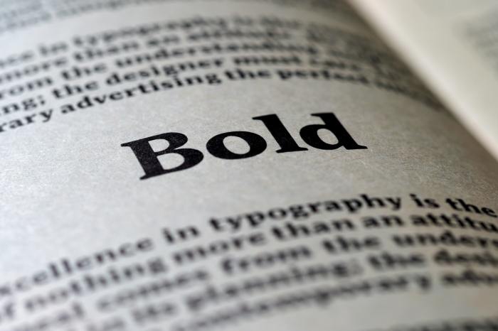 A bold serif type font