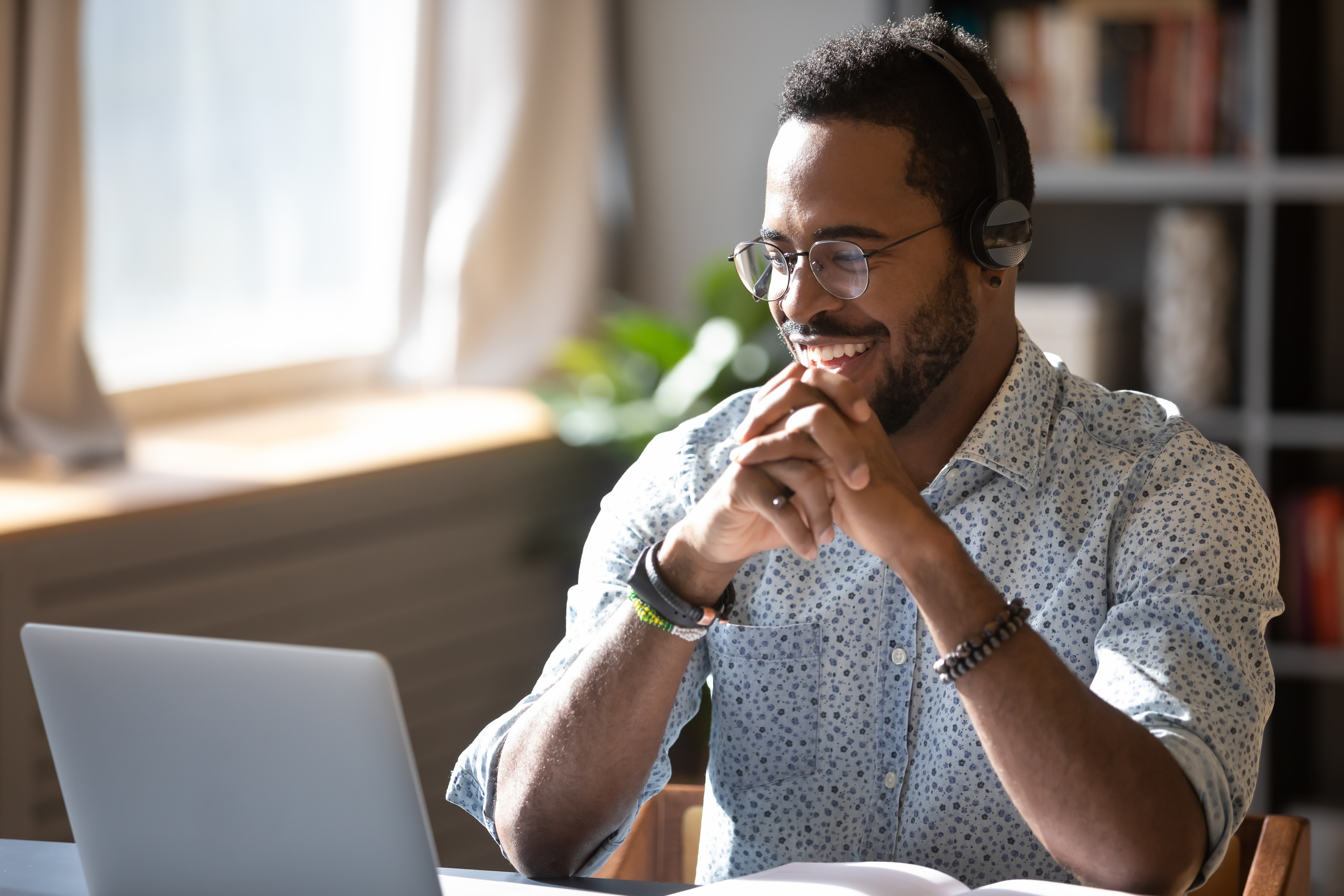 man working at computer.