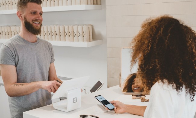 woman making a purchase.