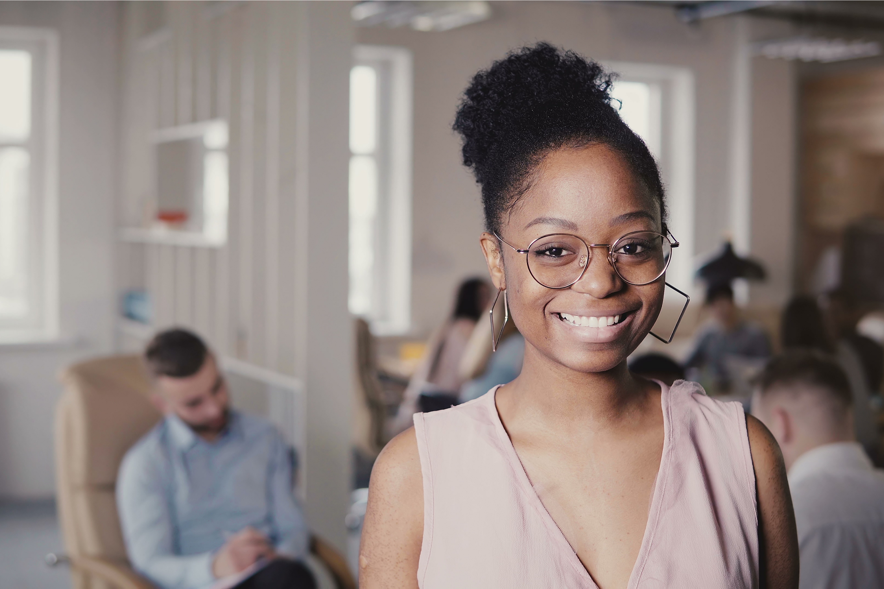 Pretty African American woman smiling
