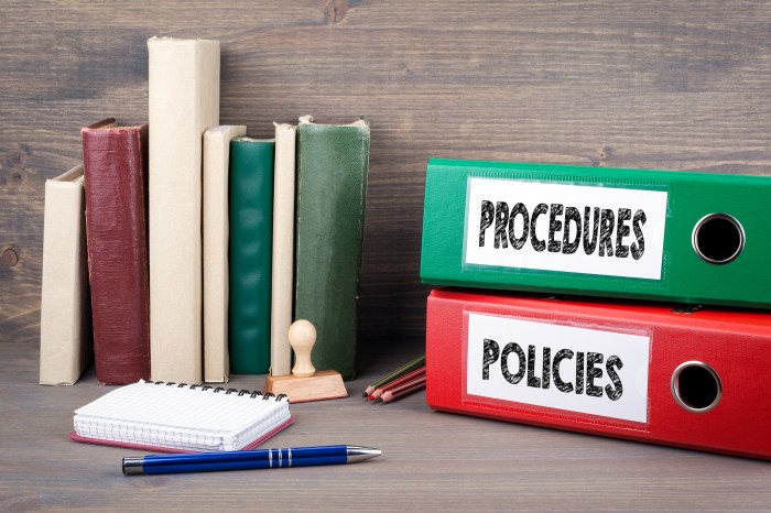 Two folders with procedures and policies