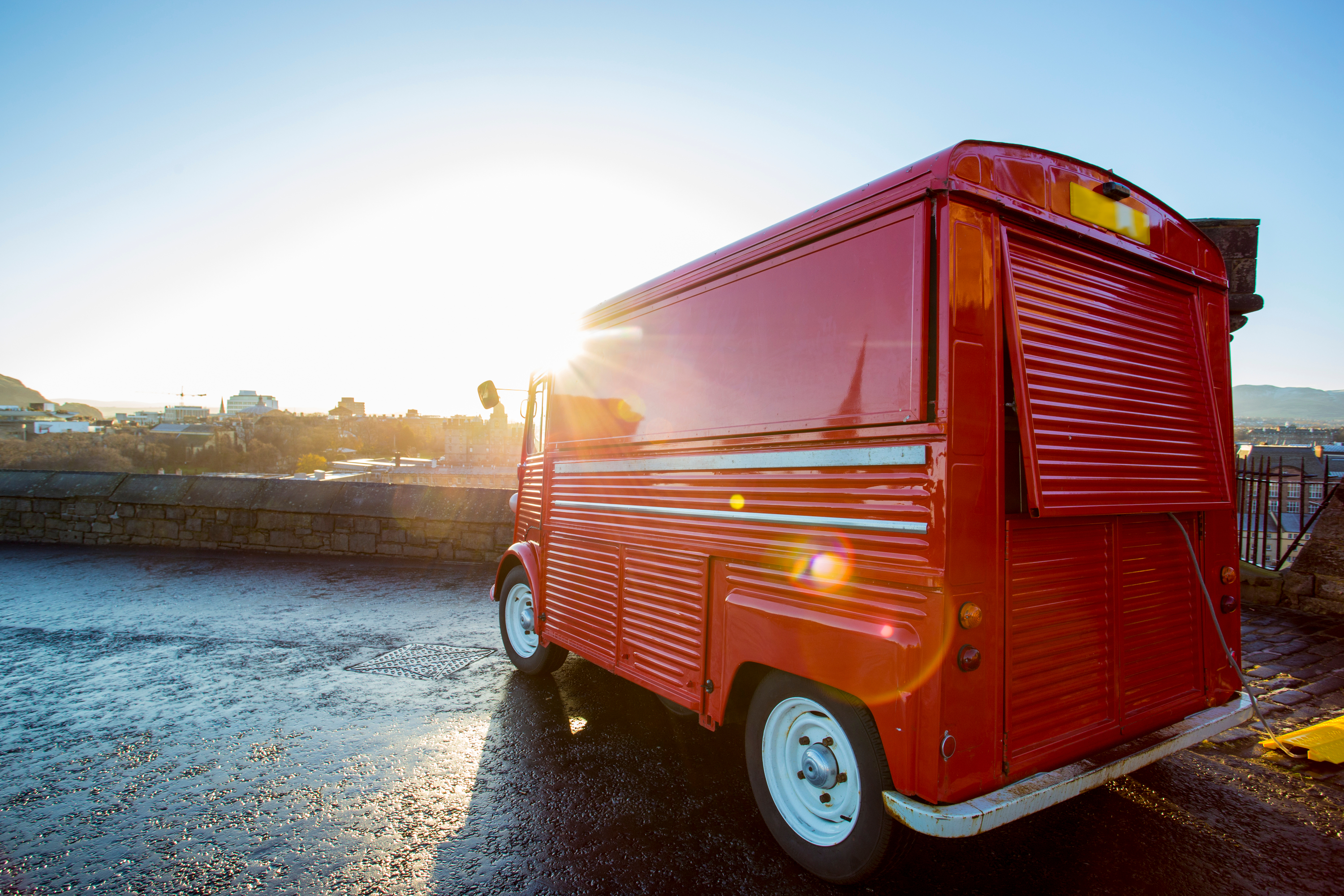 Food truck before setting up