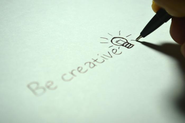 Creativity and innovation phrase on paper