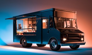 Food truck with illuminated background