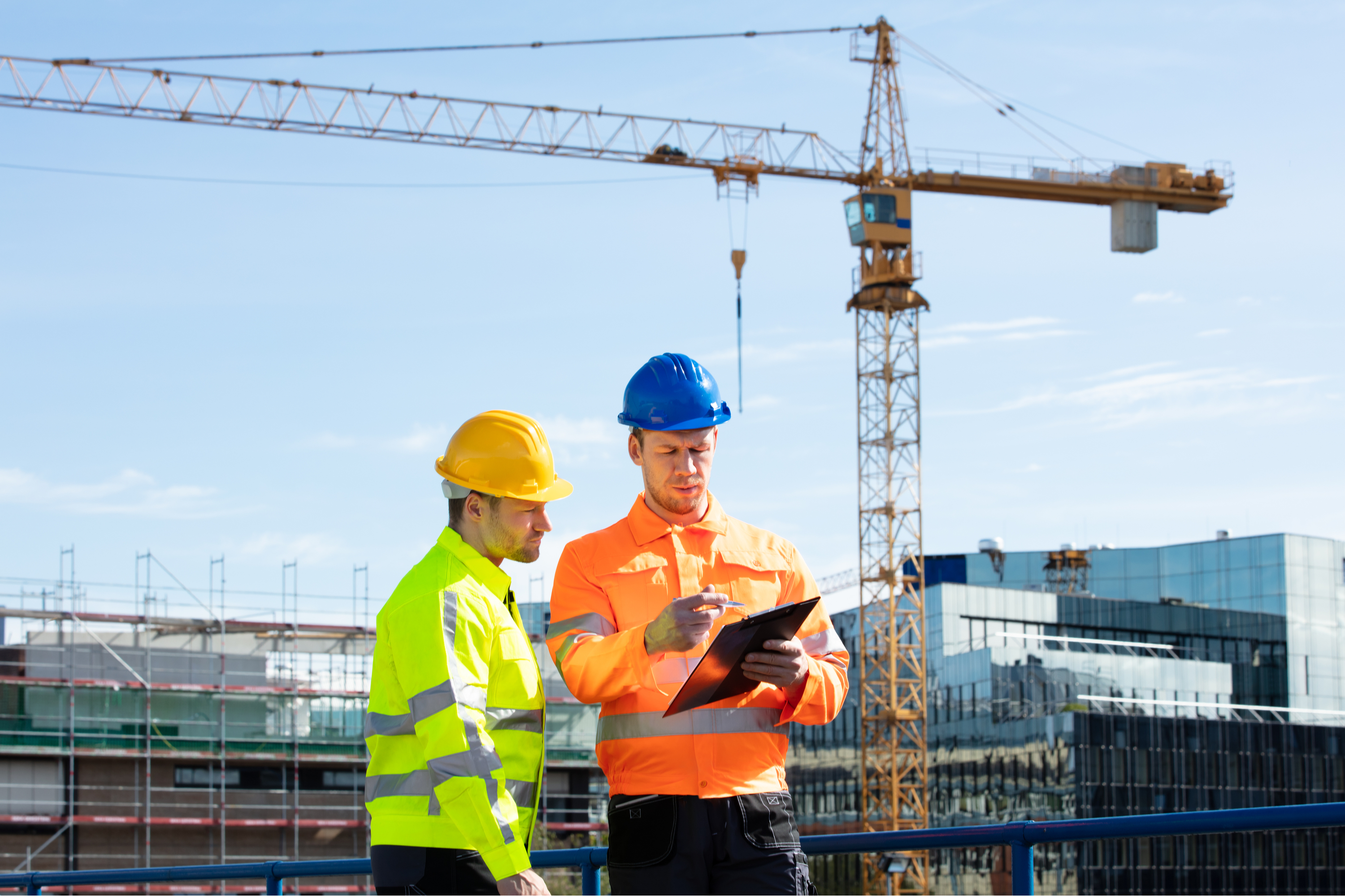 Safety inspector checking a list